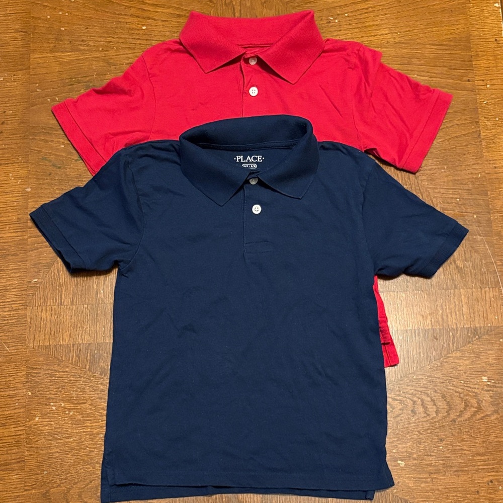 The Children’s Place Boy’s Red And Navy Polo Uniform Shirts Size 5/6